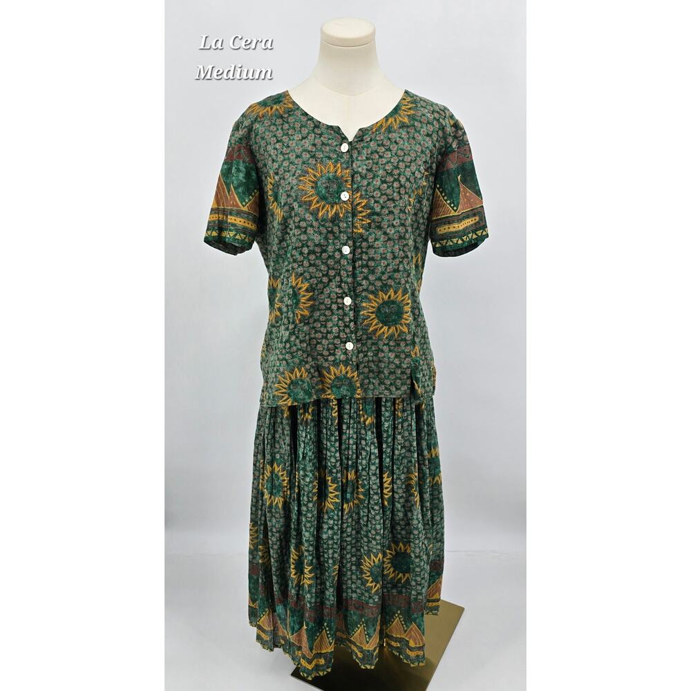 Vintage Bohemian Celestial Sun and Moon Cotton Set – La Cera – Size Medium